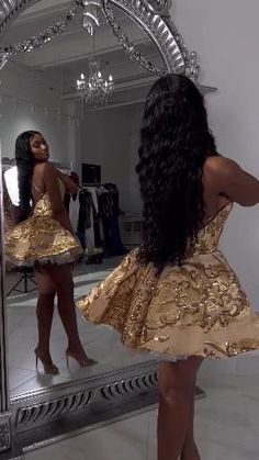 Cute A Line Halter Sequin Short Gold Homecoming Dress Main image