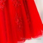 Cute A-Line Off Shoulder Short Red Lace Prom Dress Short Red Bridesmaid Dress Graduation Dress