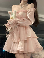 Cute A Line Off The Shoulder Chiffon Pink Short Birthday Dresses Birthday Outfits