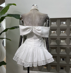 Cute A-Line Off The Shoulder White Chiffon Summer Homecoming Dresses Hoco Dresses Mini 16Th Birthday Outfit Cocktail Dress