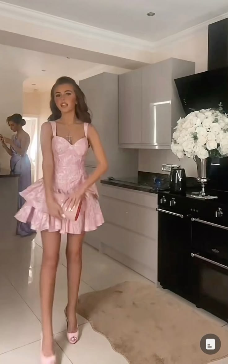 Cute A-Line Pink Straps Short Summer Birthday Dresses Hoco Dresses Birthday Outfit 19Th Birthday Mini Prom Dress Secondary image