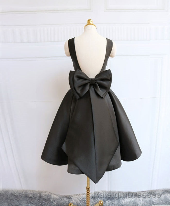 Cute A Line Satin Short Prom Dress With Bow,Prom Dress
