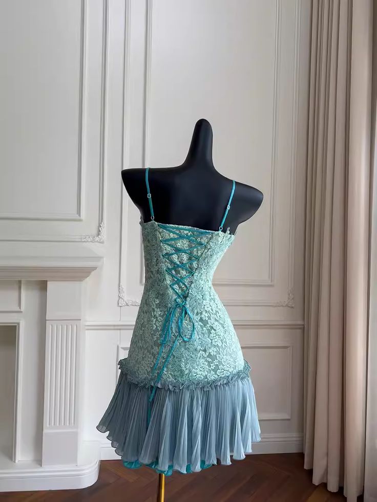 Barbie Raquel A-Line Spaghetti Straps Green Lace Short Outfit Homecoming Dresses Secondary image