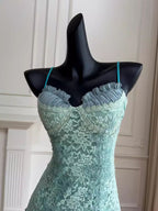 Barbie Raquel A-Line Spaghetti Straps Green Lace Short Outfit Homecoming Dresses