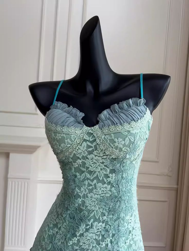 Barbie Raquel A-Line Spaghetti Straps Green Lace Short Outfit Homecoming Dresses