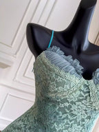 Barbie Raquel A-Line Spaghetti Straps Green Lace Short Outfit Homecoming Dresses