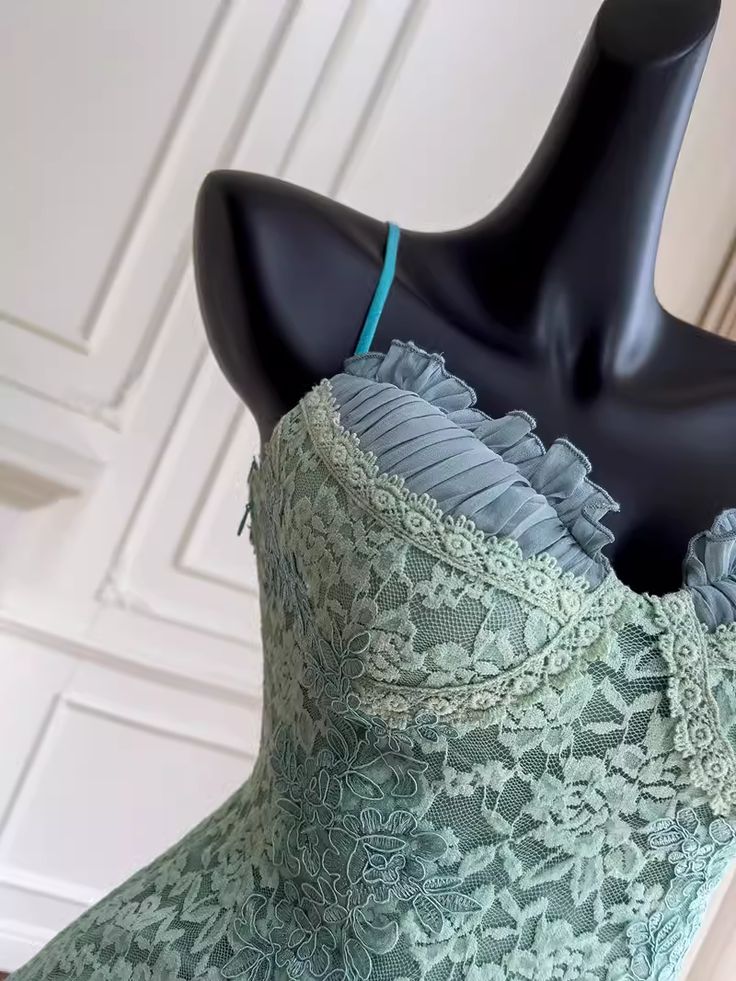Barbie Raquel A-Line Spaghetti Straps Green Lace Short Outfit Homecoming Dresses