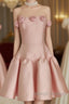 Cute A Line Strapless Pink Satin Travel Vacation Dresses Short Birthday Dress