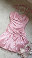 Cute A-Line Straps Pink Satin Homecoming Dress Short Birthday Dresses With Bow