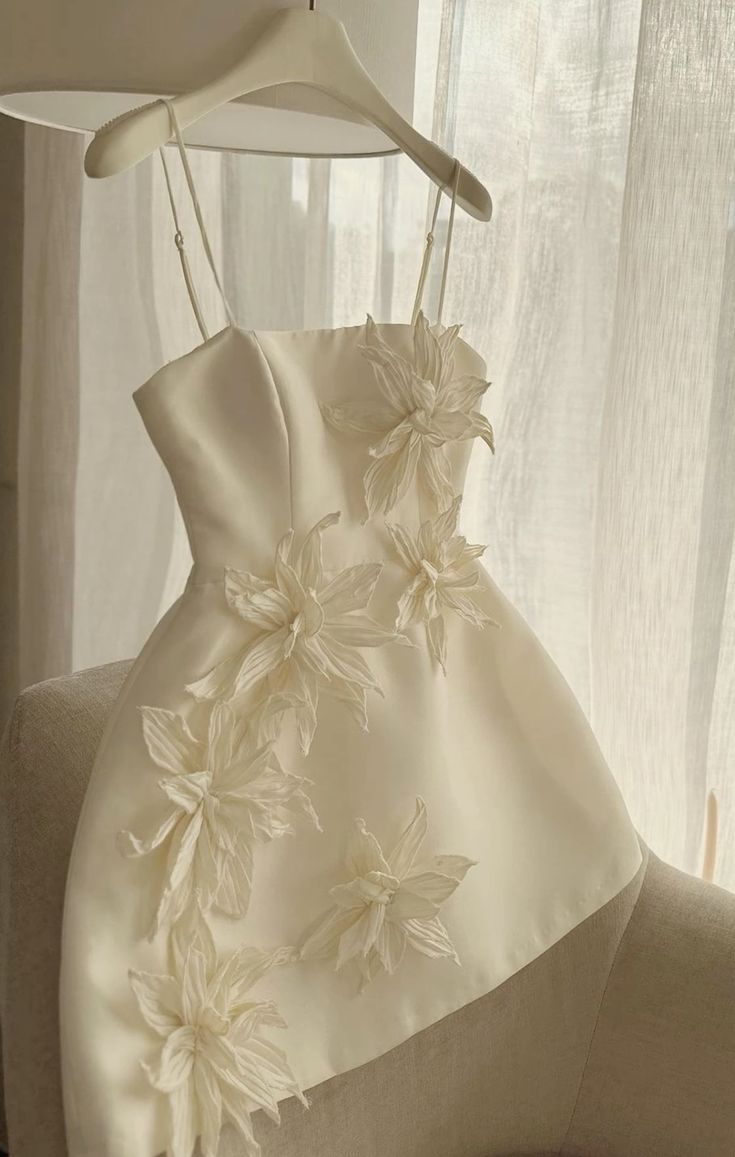 Cute A-Line Straps Satin Ivory Homecoming Dresses Prom Dresses Secondary image