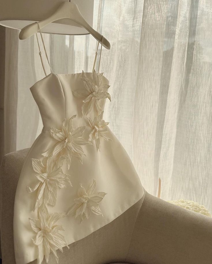Cute A-Line Straps Satin Ivory Homecoming Dresses Prom Dresses Main image