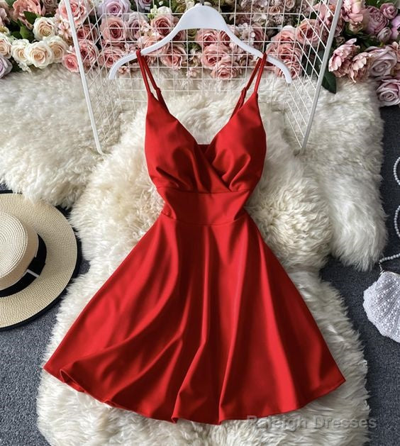 Cute A Line V Neck Short Dress Homecoming Dress