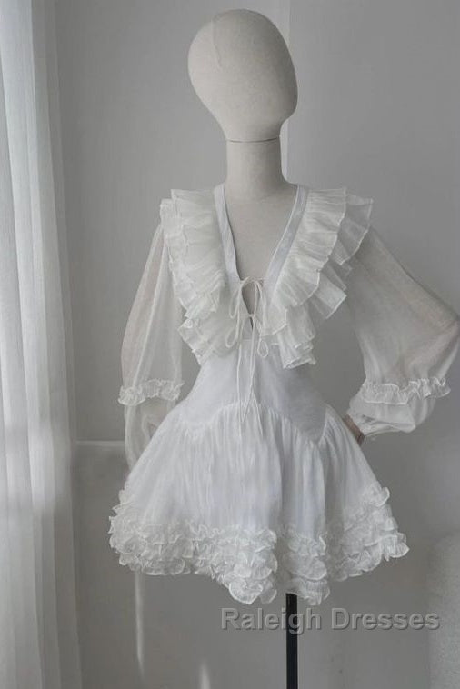 Cute A Line White Homecoming Dress 18Th Birthday Outfits Secondary image