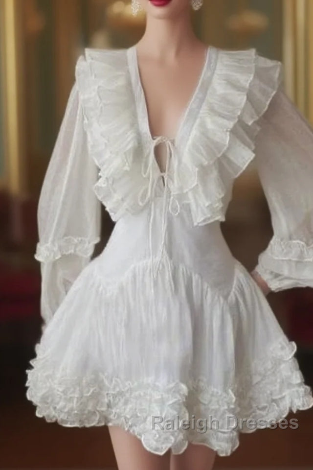 Cute A Line White Homecoming Dress 18Th Birthday Outfits Main image