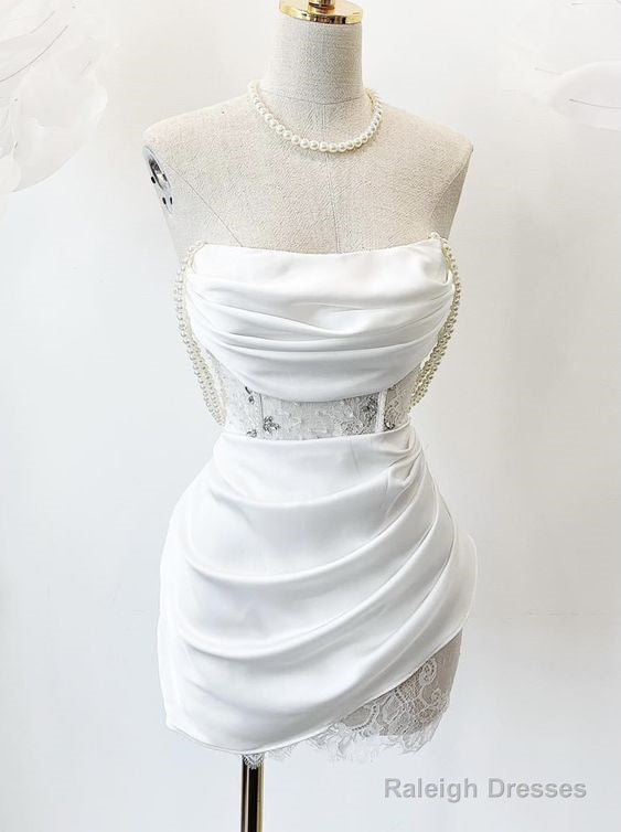 Cute A-Line White Strapless Homecoming Dresses 18Th Birthday Outfits Secondary image