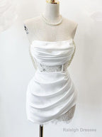 Cute A-Line White Strapless Homecoming Dresses 18Th Birthday Outfits