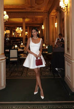 Cute A-Line White Straps Homecoming Dresses 18Th Birthday Outfits