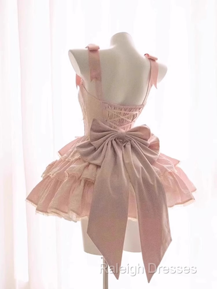 Cute Ball Gown Straps Sleeveless Short Pink Birthday Dresses Birthday Outfits Secondary image