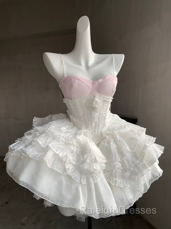 Cute Ball Gown White Straps Homecoming Dress 18Th Birthday Outfits Secondary image