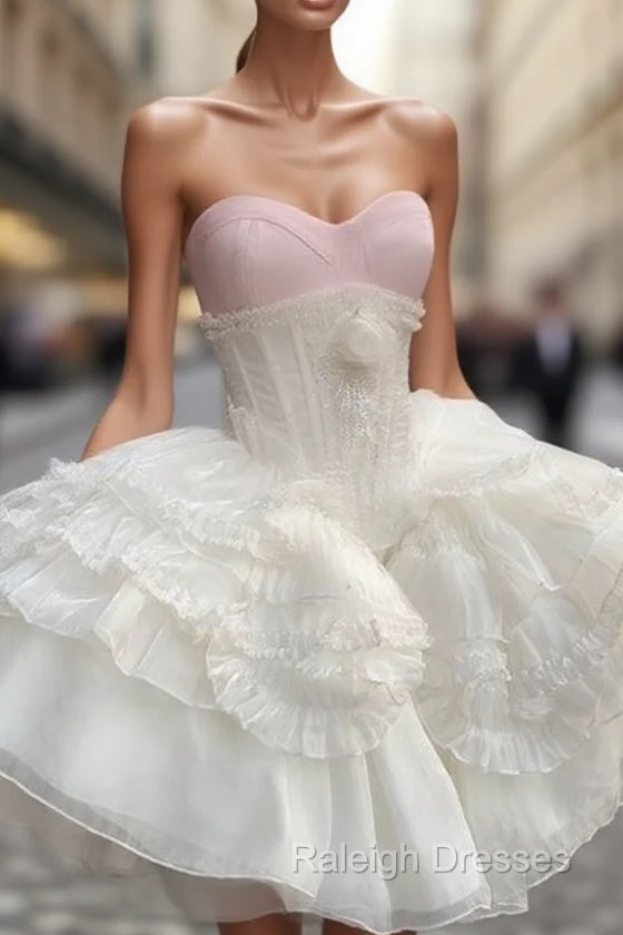 Cute Ball Gown White Straps Homecoming Dress 18Th Birthday Outfits Main image