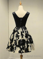 Cute Black Knee Length Lace Homecoming Dresses Prom Dresses