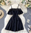 Cute Black Lace Short Dress A Line Off Shoulder Dress Homecoming Dresses