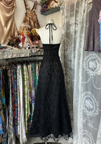 Cute Black Lace V-Neckline A-Line Halter Prom Dresses Black Charming Style Prom Dresses