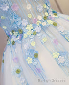 Cute Blue Lace Applique Short Prom Dress, Homecoming Dress