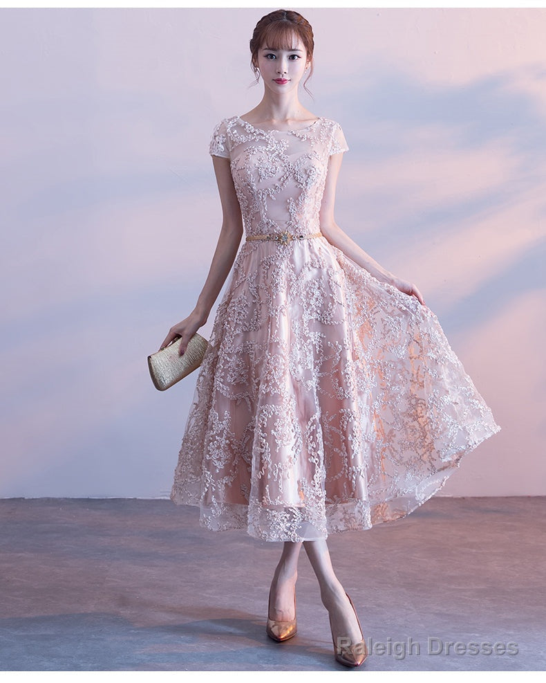 Cute Cap Sleeves Lace Tea Length Bridesmaid Dresses Lovely Bridesmaid Dresses Secondary image