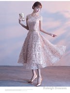 Cute Cap Sleeves Lace Tea Length Bridesmaid Dresses Lovely Bridesmaid Dresses