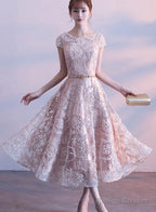 Cute Cap Sleeves Lace Tea Length Bridesmaid Dresses Lovely Bridesmaid Dresses