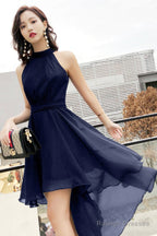 Cute Chiffon High Low Prom Dresses, A-Line Evening Dresses