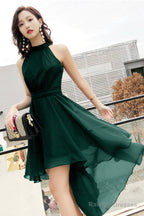 Cute Chiffon High Low Prom Dresses, A-Line Evening Dresses