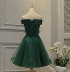 Cute Dark Green Off Shoulder Short Prom Dresses Tulle Homecoming Dresses