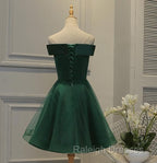 Cute Dark Green Off Shoulder Short Prom Dresses Tulle Homecoming Dresses