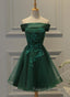 Cute Dark Green Off Shoulder Short Party Dress, Tulle Homecoming Dress