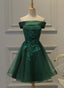 Cute Dark Green Off Shoulder Short Prom Dresses Tulle Homecoming Dresses
