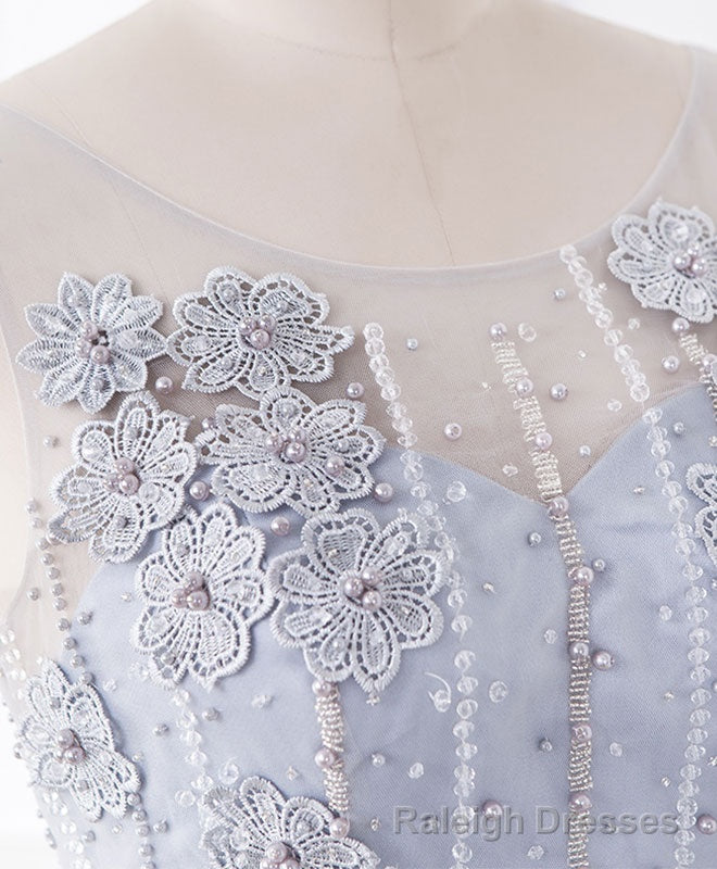 Cute Gray Round Neck  Lace Tulle Short Prom Dress, Homecoming Dress Secondary image