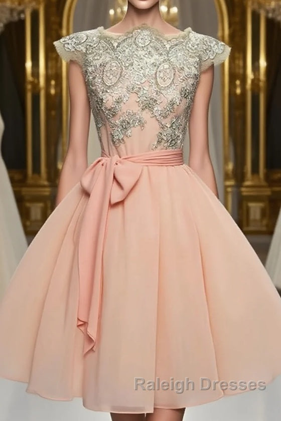 Cute Lace Pink Short Prom Dress Lace Pink Homecoming Dress Pink Short Prom Dress Main image
