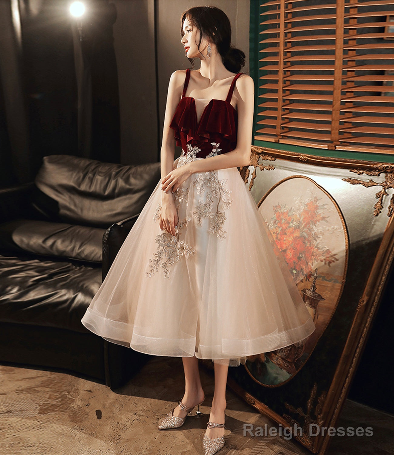 Cute Lace Short A Line Homecoming Dress Main image