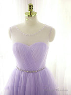 Cute Lavender Homecoming Dress With Belt, Lovely Short Prom Dress