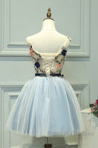 Cute Light Blue Short Tulle Homecoming Dresses Blue Prom Dresses