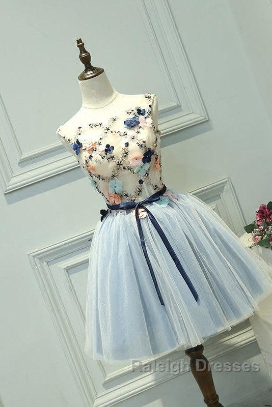 Cute Light Blue Short Tulle Homecoming Dress, Blue Prom Dress