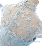 Cute Light Blue Tulle With Lace Party Dress , Beautiful Short Classical Formal Dress