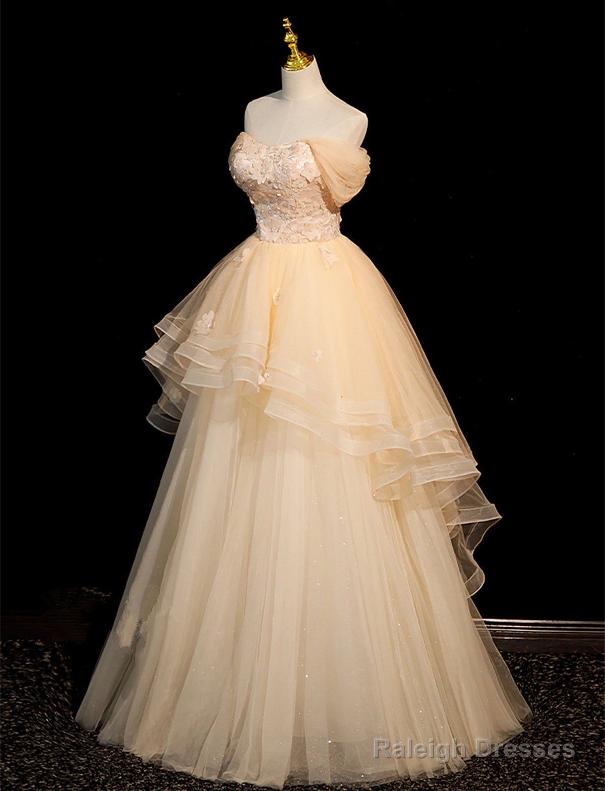 Cute Light Champagne Off Shoulder Sweetheart Prom Dress, Light Champagne Party Dress Secondary image