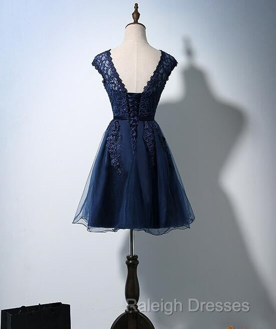 Cute Navy Blue Tulle And Lace Homecoming Dress , Lovely Party Dress Secondary image