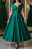 Cute Off Shoulder Green Satin Short Prom Dresses, Off the Shoulder Green Homecoming Dresses, Green Formal Evening Dresses
