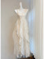 Cute Off-White Ruffled Chiffon Long Formal Prom Dress Bridesmaid Dress