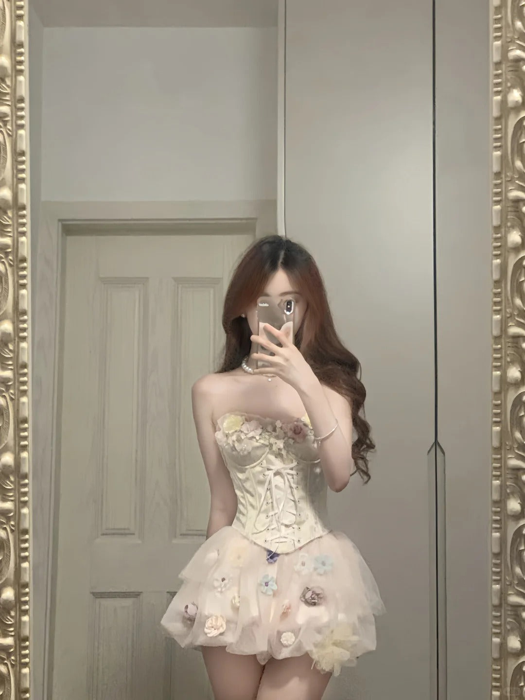 Cute Pink 3D Flower Corset With Bud Skirt 17Th Birthday Homecoming Dress Secondary image