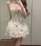 Cute Pink 3D Flower Corset With Bud Skirt 17Th Birthday Homecoming Dress